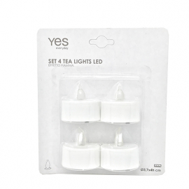 Set 4 candele led Tea lights Mis. 3,7x4h con Batteria