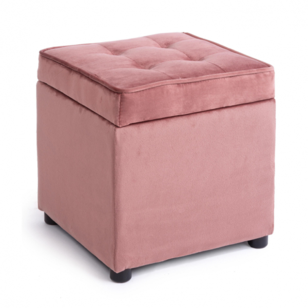 POUF CONTENITORE BELLVILLE IN VELLUTO ROSA - CITS Shop
